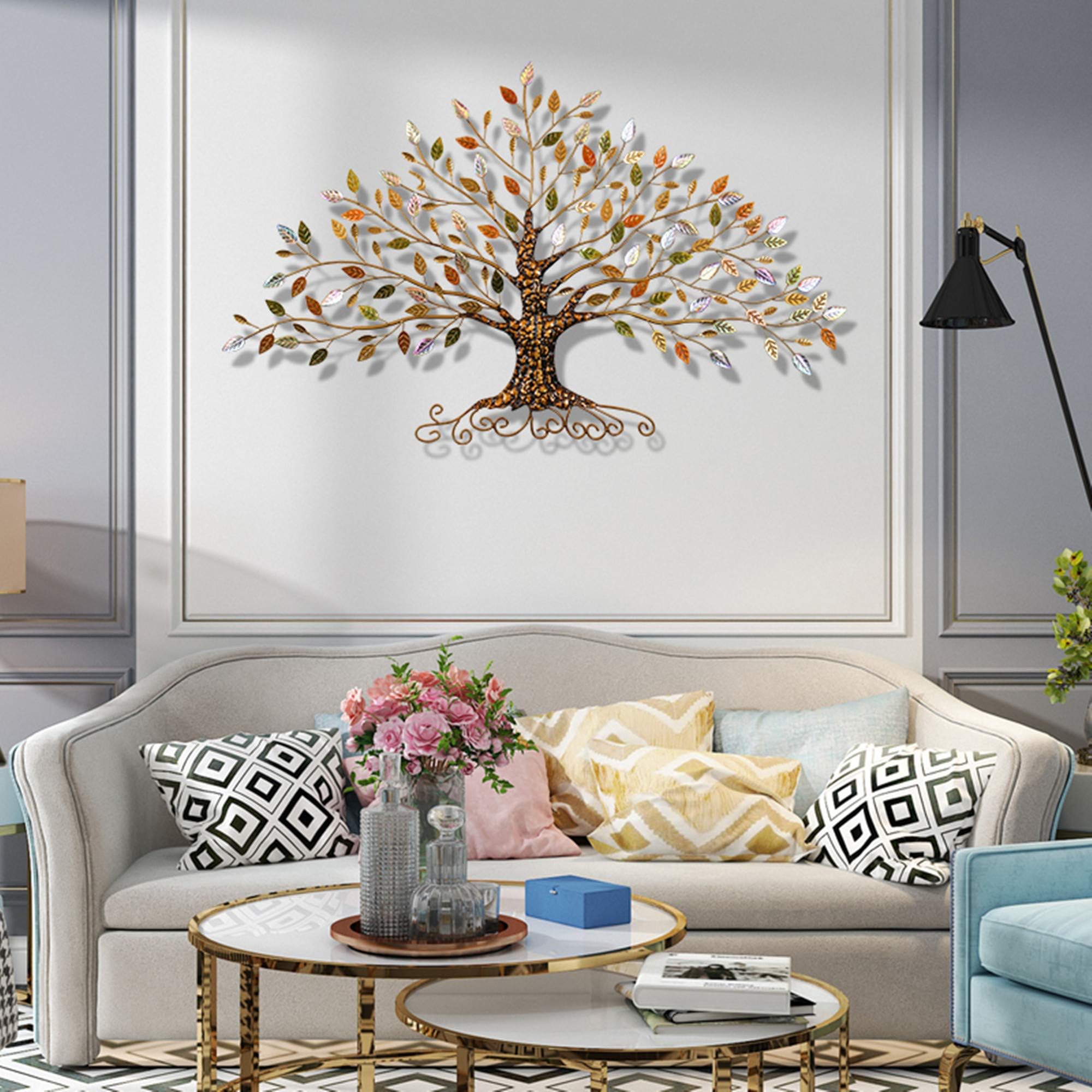 ZLGONRL Tree Leaf Metal Wall Sculpture, 3D Creative Wall Hanging Decoration Large Wall Art for Living Room