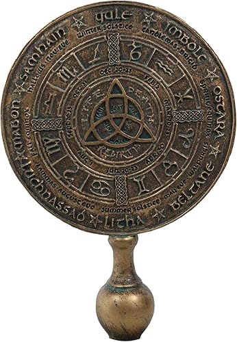 Miniatura 3 de Ebros Gift Wicca Paranormal Celta Sabbat Rune Symbols Triqueta Triquetra Knotwork Wheel of the Year Escritorio Figurine Stand Escultura Pagan Witch