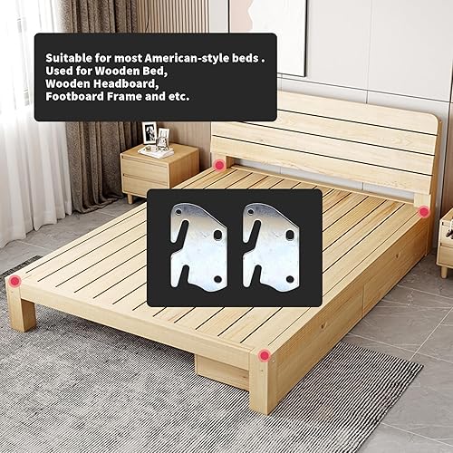 Miniatura 6 de Placas de madera para cama de madera para riel de cama de madera, soporte de marco de cama, reemplazo de estribo - 4 piezas