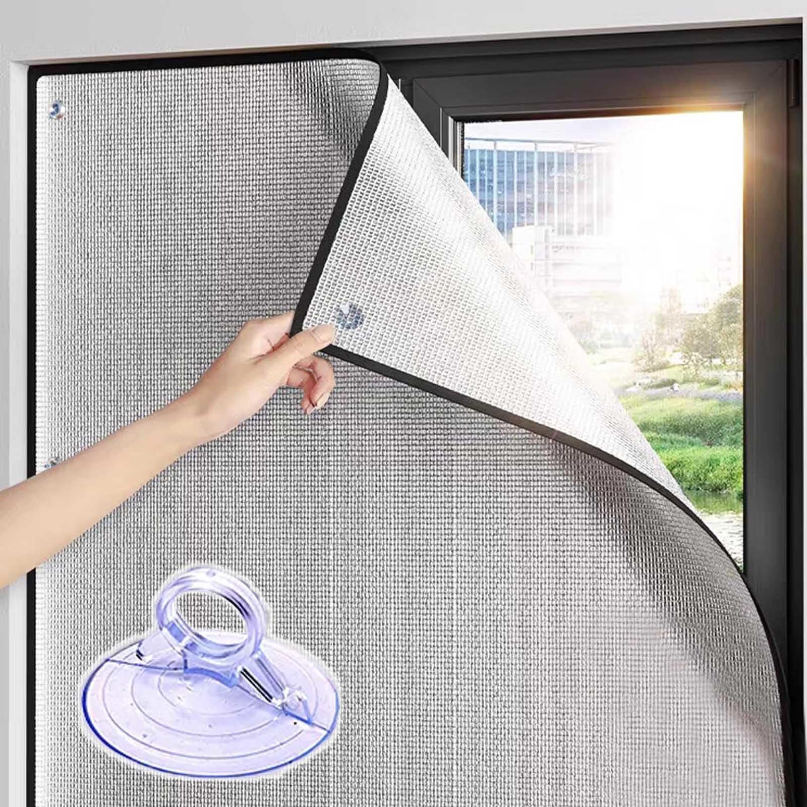 Aluminium Foil Insulation Film Reflective Window Film,Blackout Sun Protection Window Cover,Sun Blocking Privacy Window Stickers,Glass Heat Control Film,With Suction Cups,W×H-65*100cm(26*39in)