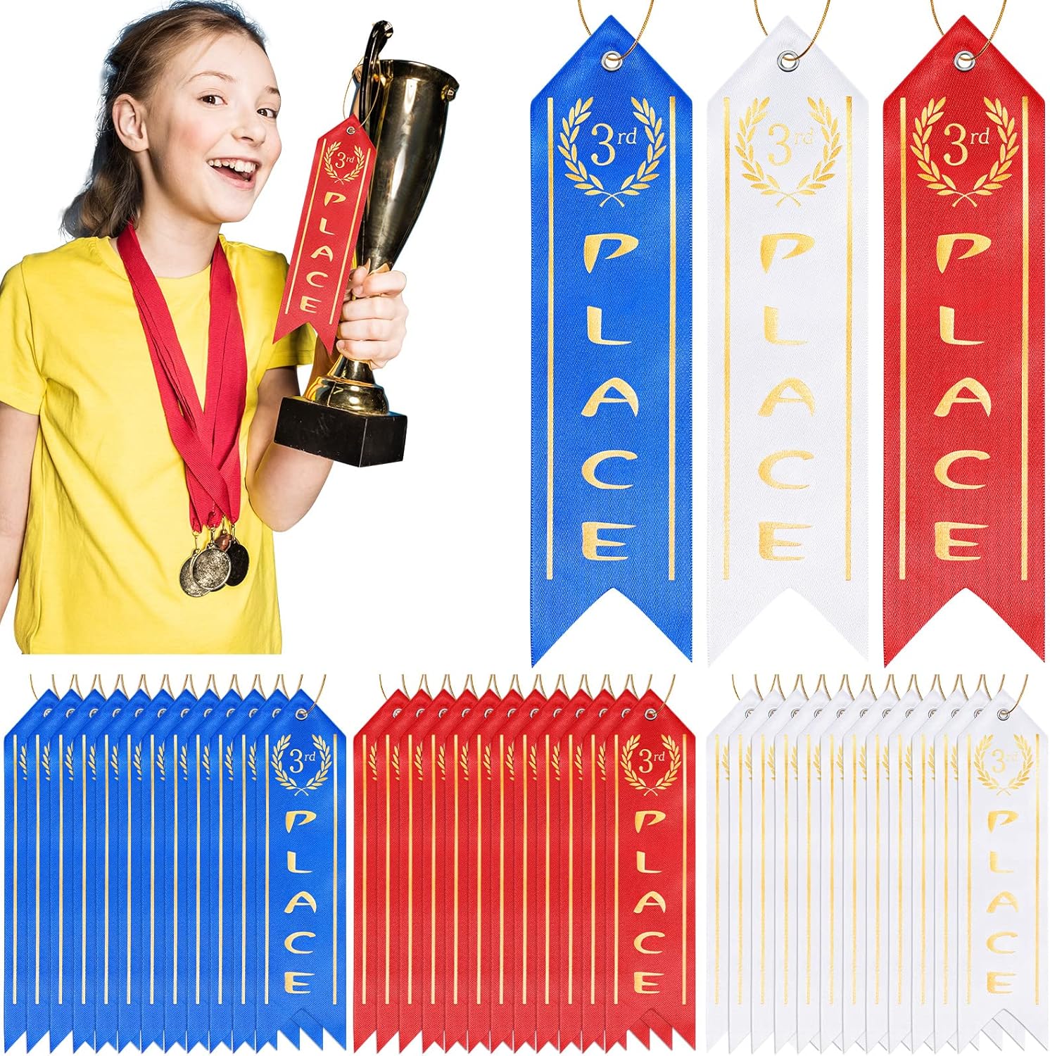 Sureio 45 Pcs Award Ribbons 1st 2nd 3rd Place Ribbons First Place