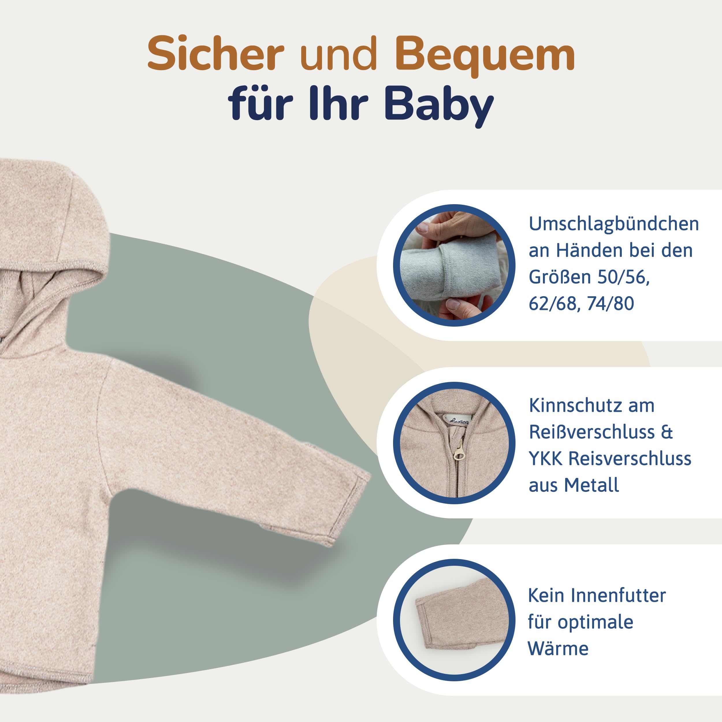 Fleece Jacke aus 100% Bio-Baumwolle (62/116) – Fleecejacke Kinder kuschelig weich, für jede Jahreszeit geeignet – Nachhaltig und mitwachsend – Fair in Europa produziert