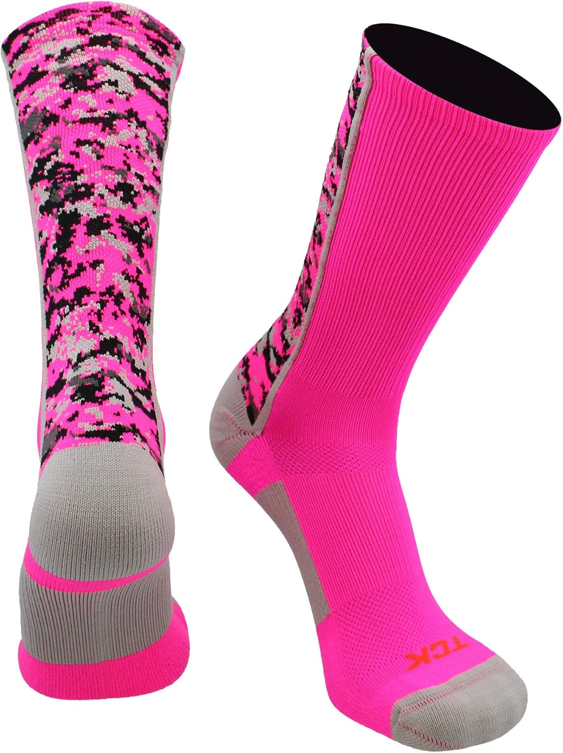 Athletic Crew Socks Digital Camo Football Basketball Lacrosse Neon Pink Small