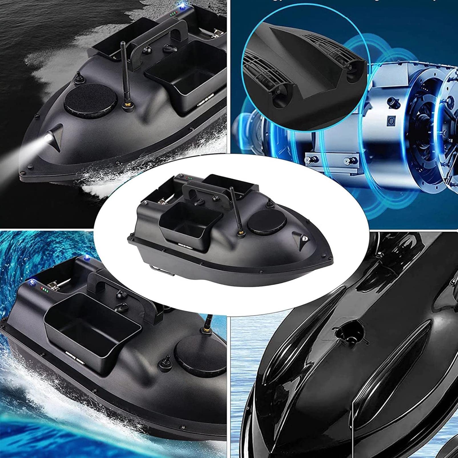 Barca Esca Telecomandata, GPS Barca Esca Intelligente, Barchino Carpfishing con Doppio Motore e Batteria da 5200/12000 mAh, Grande capacità di Carico 2 kg