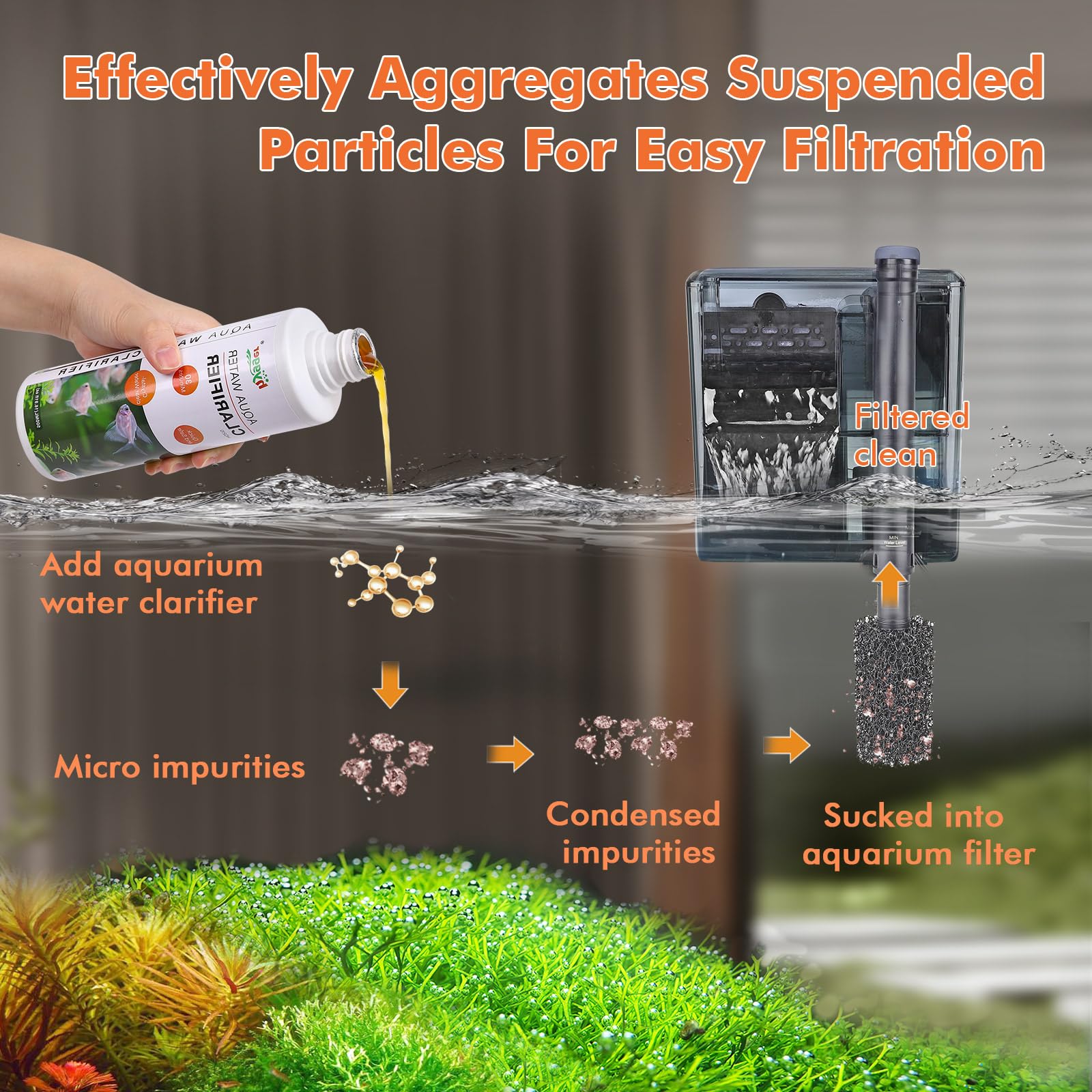 hygger Clarificateur d'eau pour aquarium, pour aquarium, eau douce et salée, 1000 ml
