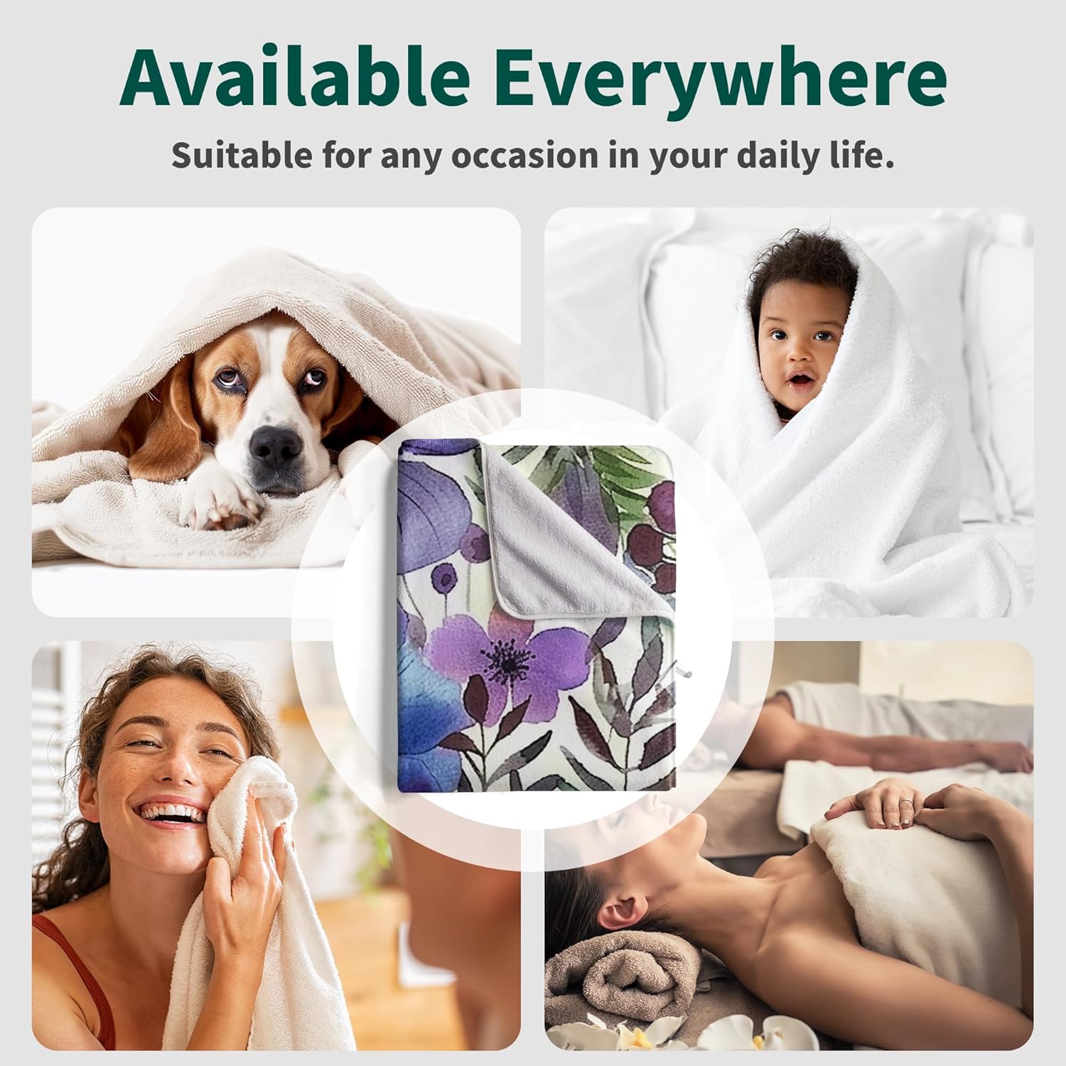 Purple Flowers Decorative Bath Towels Absorbent Microfiber Coral Velet Shower Towel Floral Soft Towel for Bathroom