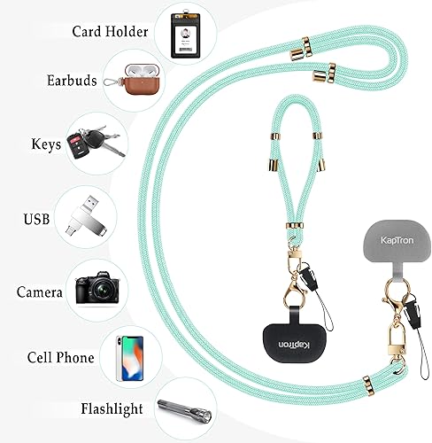 Miniatura 6 de Cordón universal para teléfono con correa para la muñeca, cordón ajustable para teléfono celular, correa para el cuello y correa para la muñeca con