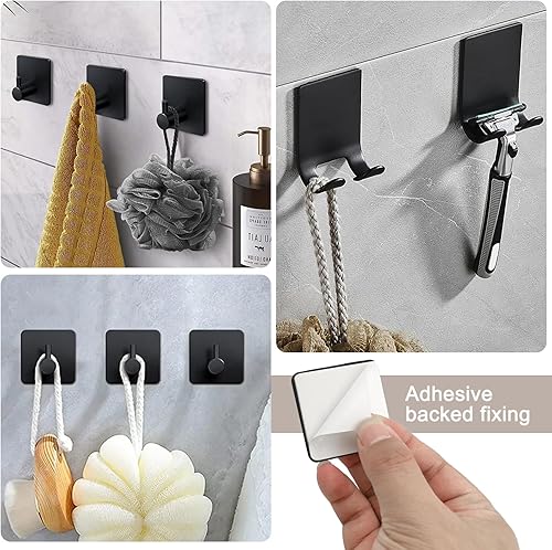 Miniatura 8 de Juego de 7 piezas de accesorios de baño, juego de torre de baño de acero inoxidable negro mate, montaje en pared, incluye barra de toalla de 16