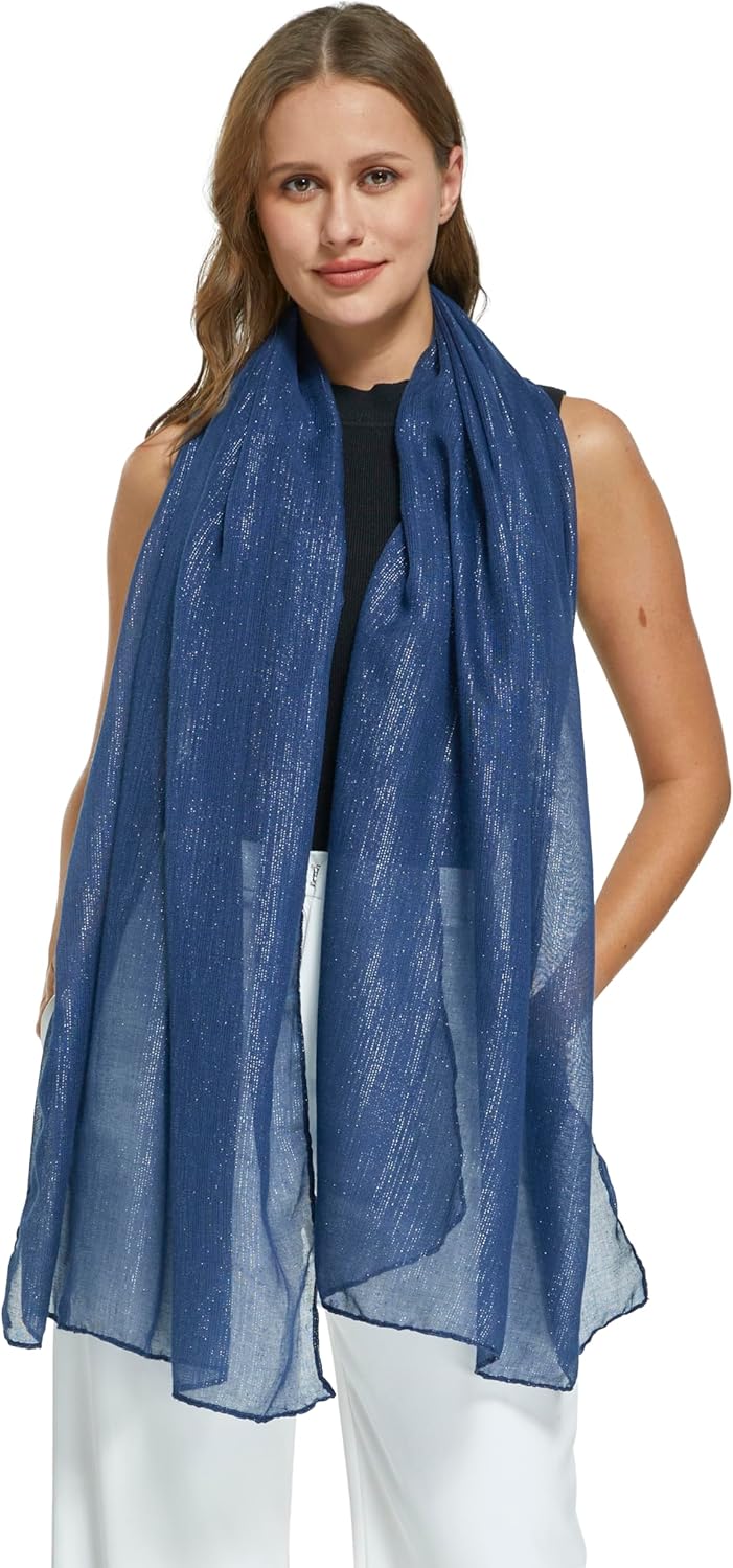 PANTONIGHT Women's Fashion Scarf Sparkling Evening Shawl Lightweight Wedding Shawl Head Scarf and Wraps for Party (2702) - Image 3