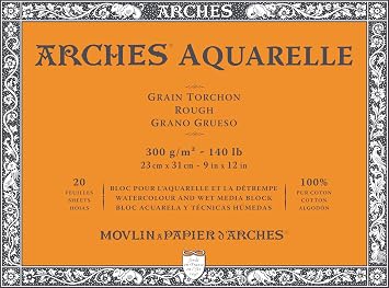 Arches Aquarelle 100% Thick 300g Gluing Pad 4L 23x31 20 Sheets Natural White, Cotton Paper