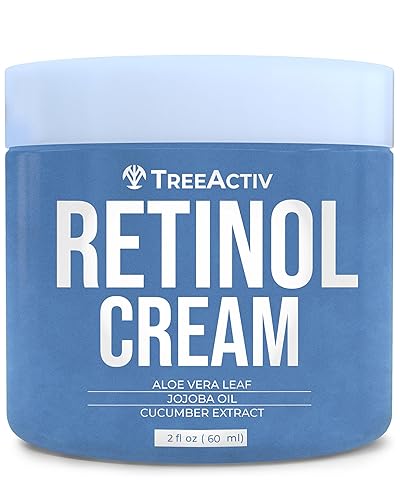 TreeActiv Crema de retinol, 2 onzas, crema de retinol para cara y cuerpo, humectante suave de retinol con ácido hialurónico, crema facial humectante