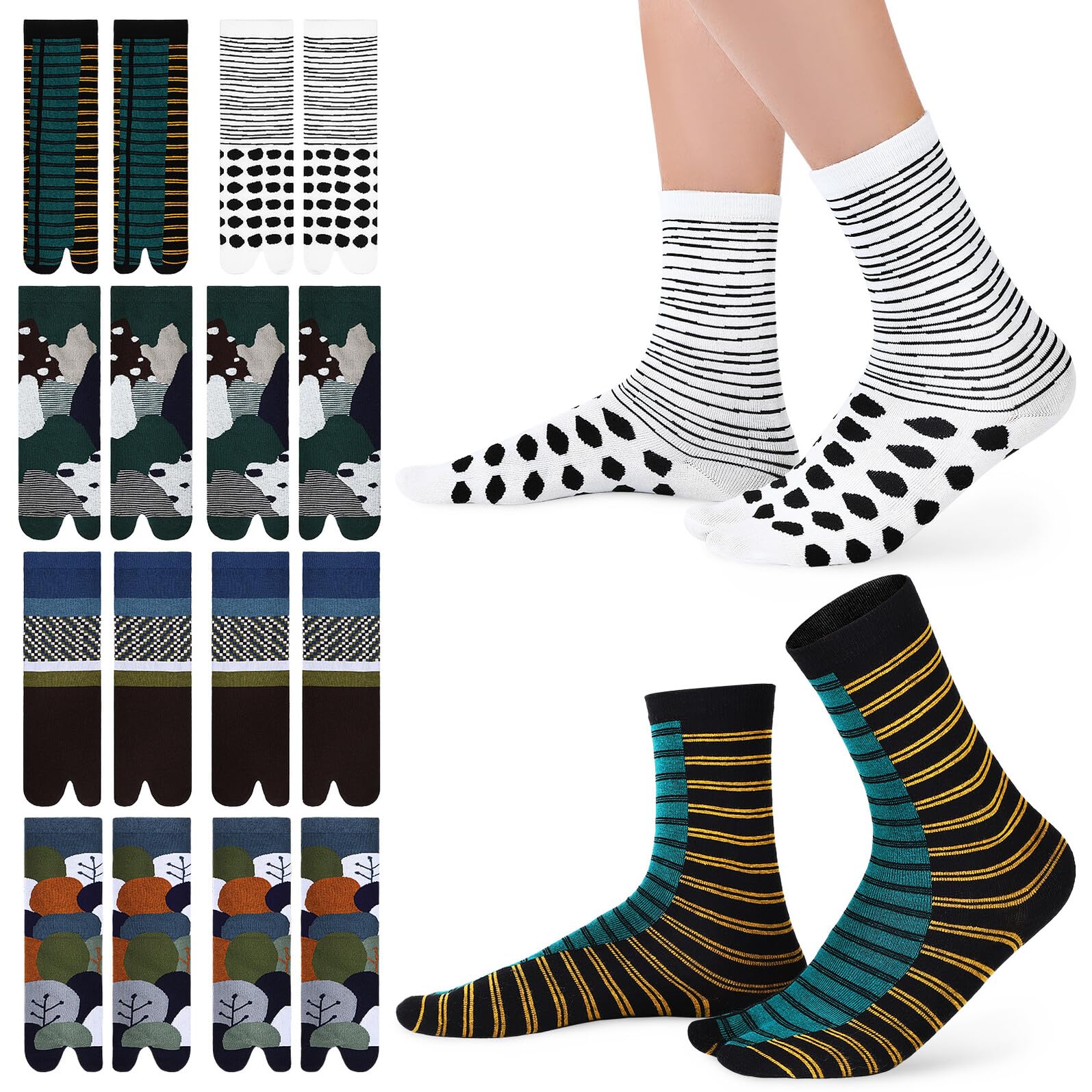 Chaussettes à Orteils Séparés Lot de 10 Paires, en Coton