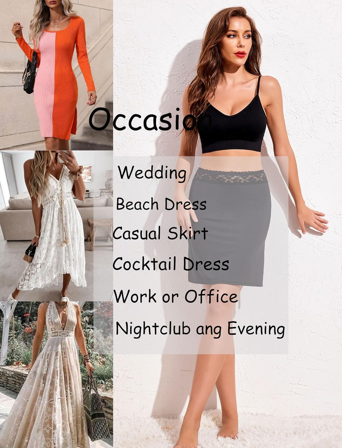 Avidlove Half Slips for Women Underskirt Slip Skirt with Floral Lace Waistband - Image 5