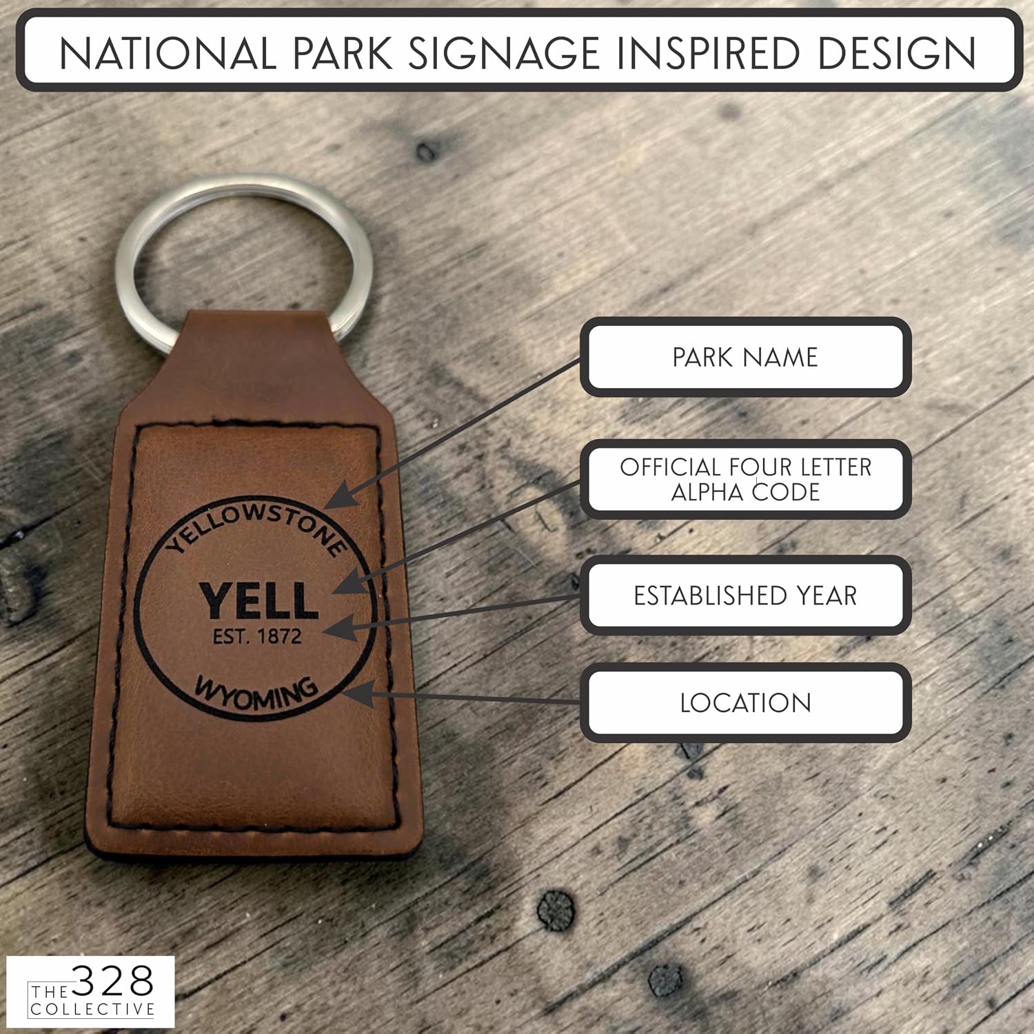 Glacier National Park Keychain – Engraved Park Badge Key Ring image 2