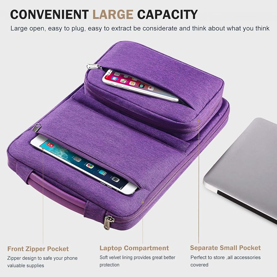 Voova Laptop Sleeve Case 13 14 Inch Compatible with MacBook Air 13 M2/M3/M4, MacBook Pro 13/14,13.5”Surface Laptop 4/5,Chromebook 14,2 in 1 Waterproof Computer Bag with Detachable Accessory Pouch - image 6