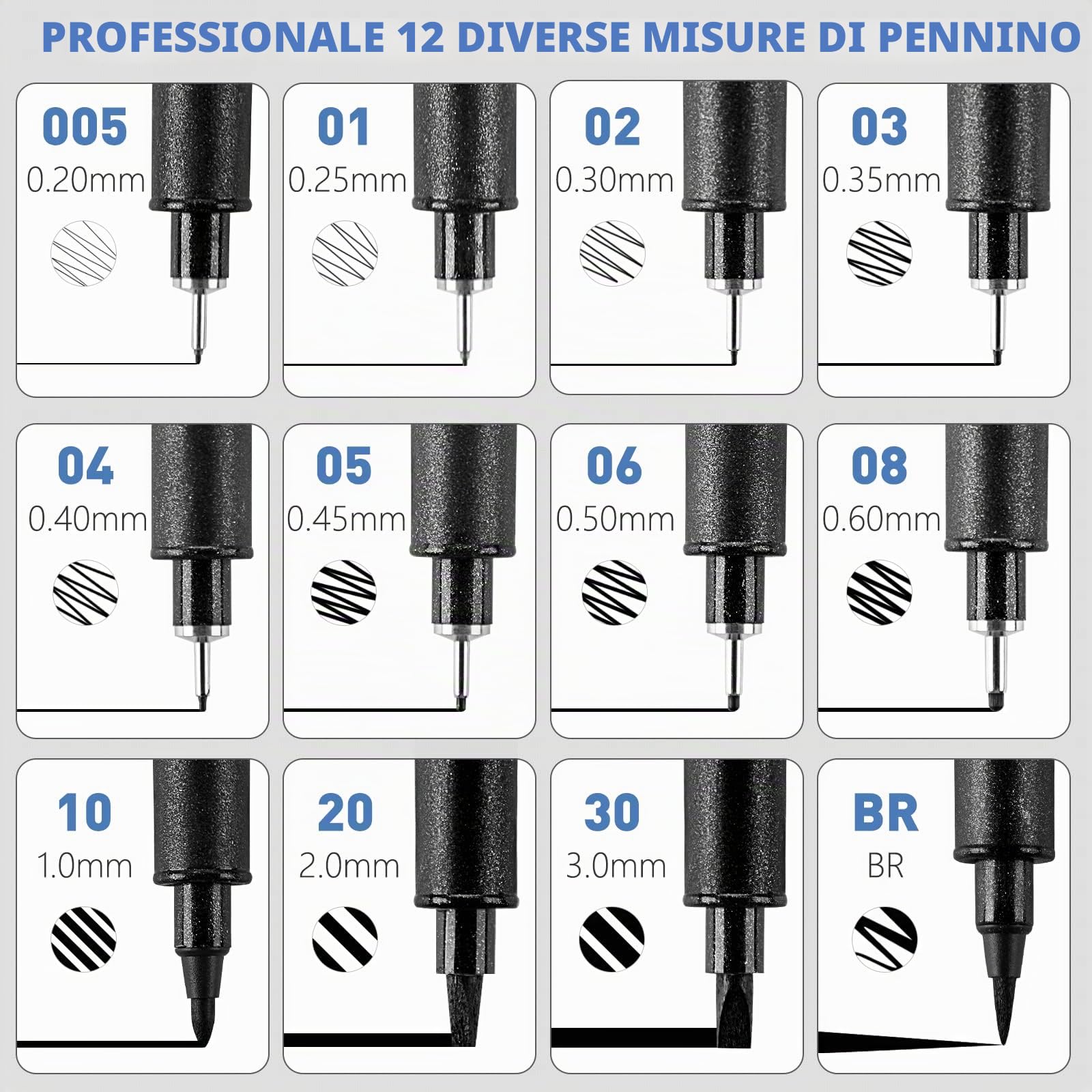 YISAN Penne Calligrafia Lettering, Fineliner, Pigment Liner, Punta Fine, Nero, Disegno