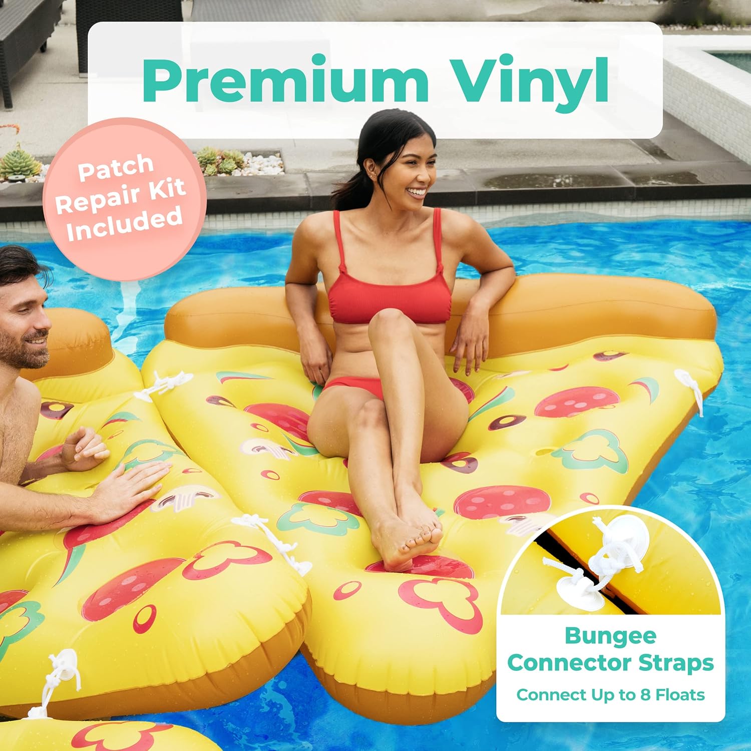 Greenco Giant Inflatable Pizza Pool Float Single - Pizza Floats for Pool - 75 x 61 Inches