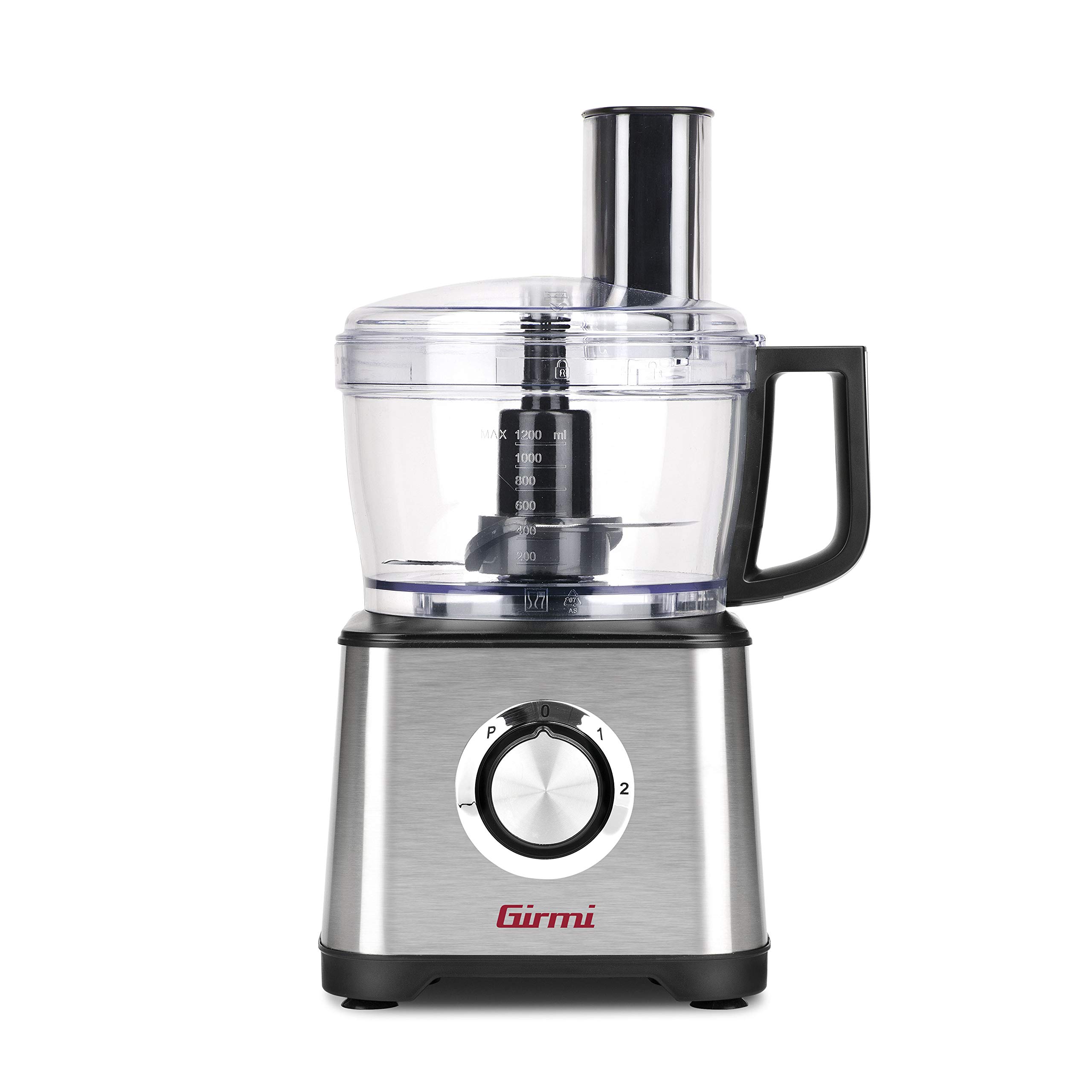 Girmi RB76 Mastro Girmi Robot Multifunción, 600 W, Cuerpo de Acero Inoxidable, Capacidad de 1200 cc, 2 Velocidades + Función Pulse, Doble Sistema de Seguridad en el Encaje, 7 Accesorios Incluidos