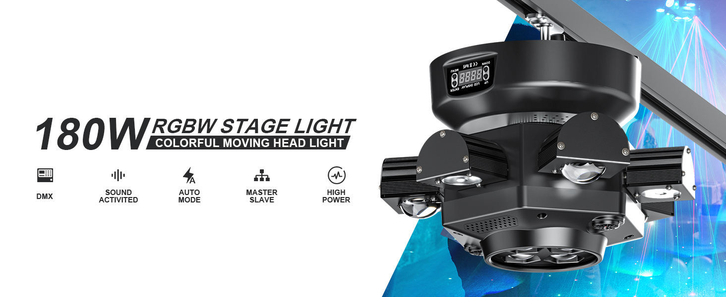 Testa Mobile Laser 200W 6 Bracci RGBW – Luce Da Palco DMX – U'King - 4