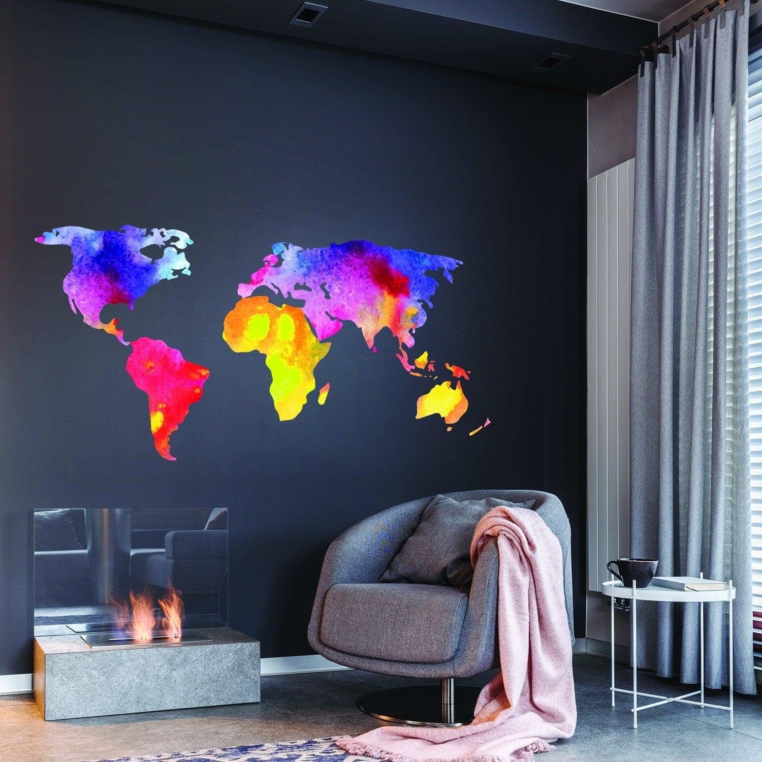 Mapa świata naklejka ścienna - naklejka do sypialni pokoju zabaw dla chłopców mural dekoracja 94 x 52