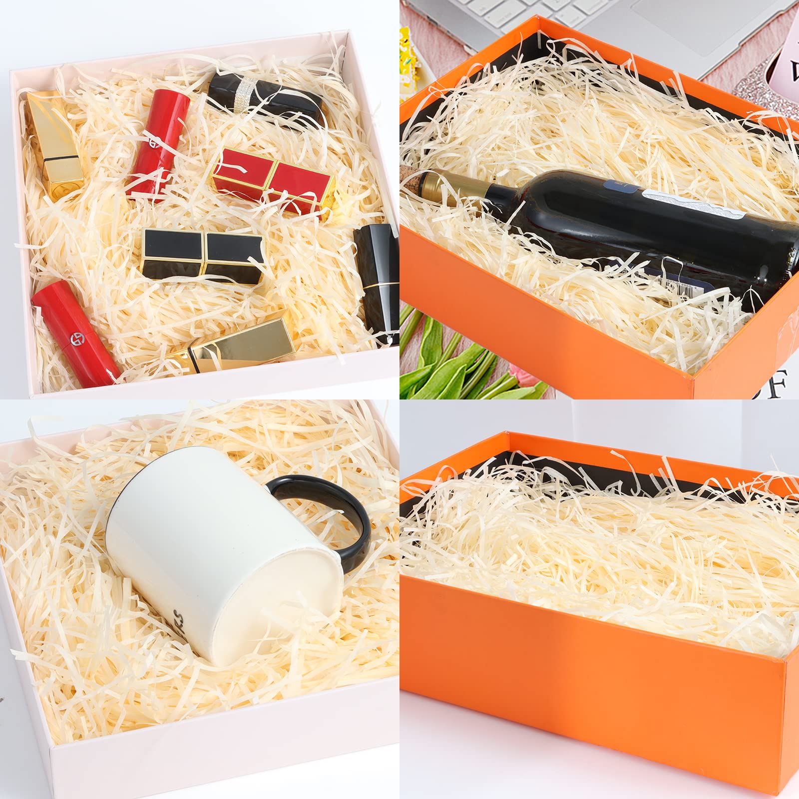 Lyaor 200 Grams Raffia Gift Filler Paper Shreds Gift Filler Paper Shreds Box Filling Material Grass Craft Shredded Tissue Paper for Basket Filling Gift Box Decoration DIY Gift Packaging - Image 4