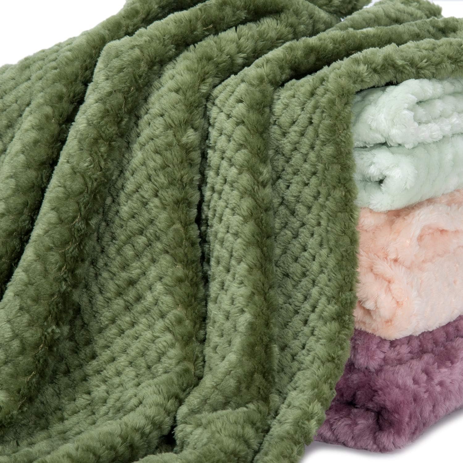 Fuzzy Blanket or Fluffy Blanket for Baby, Soft Warm Cozy Coral Fleece Toddler, Infant or Newborn Receiving Blanket for Crib, Stroller, Travel, Decorative (28Wx40L, XS-Olive Green) - Image 6