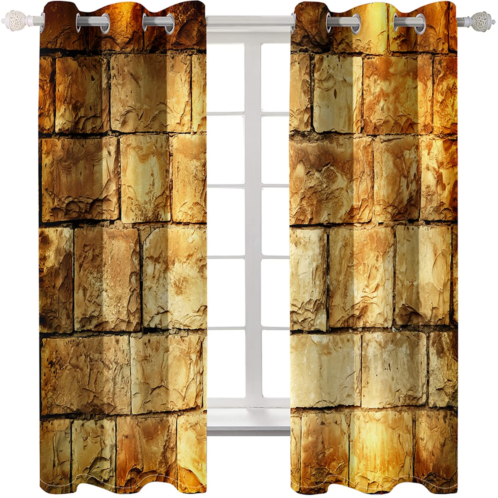 Aeici Zasłony, zasłony zaciemniające z oczkami kamień izolacja ścienna zasłony zaciemniające pomarańczowe do sypialni/salonu, 270 cm x 114 cm