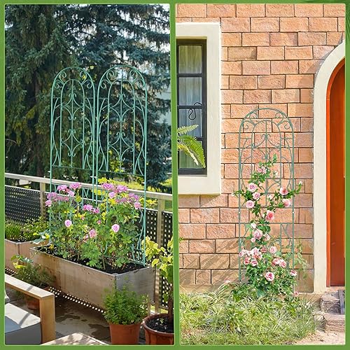 Miniatura 9 de DoCred Paquete de 6 jaulas para tomates, soportes para plantas, estacas de jardín, hasta 49 pulgadas, estacas multifuncionales de enrejado de jardín