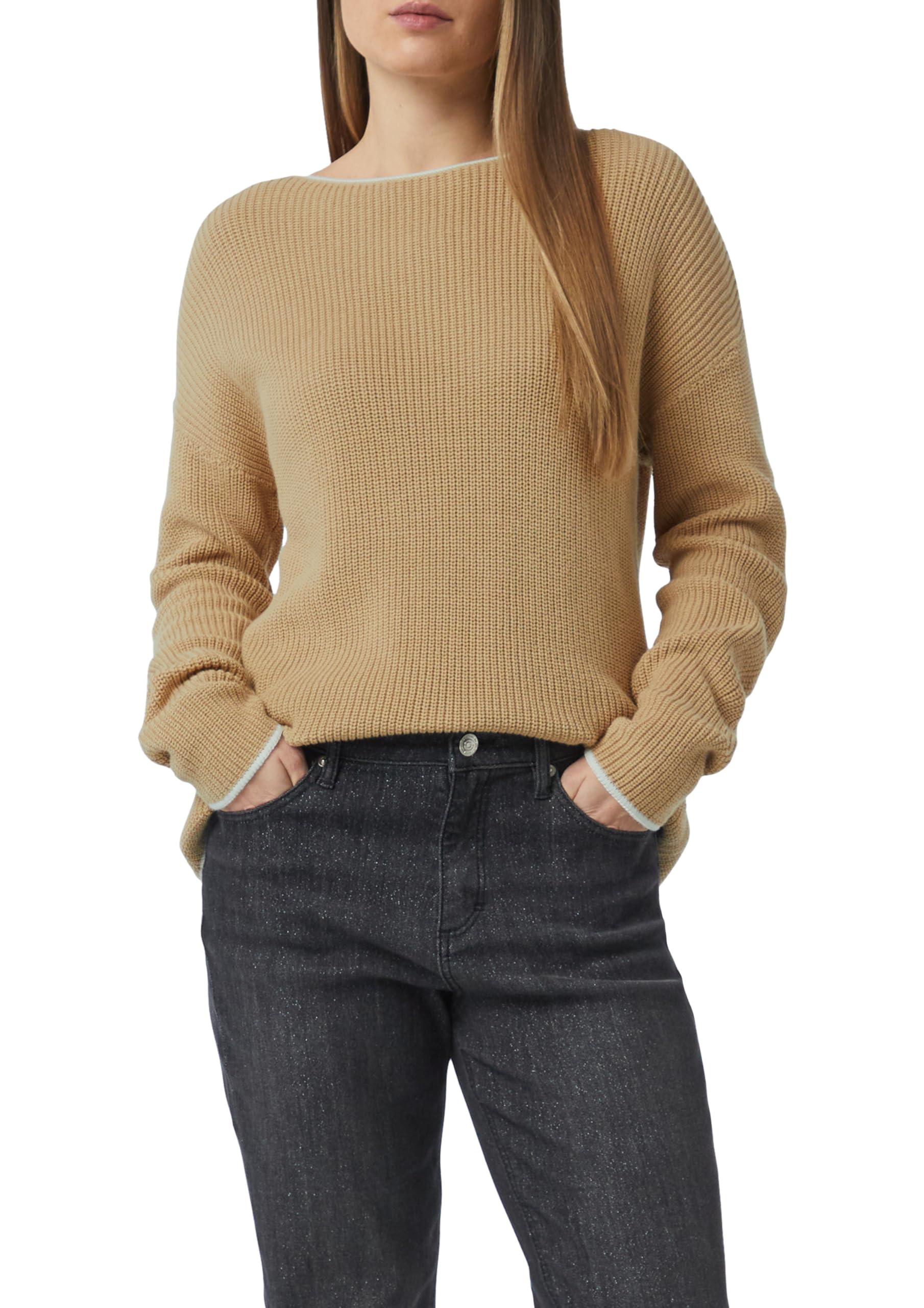 Comma Strickpullover aus Baumwolle mit überschnittenen Schultern