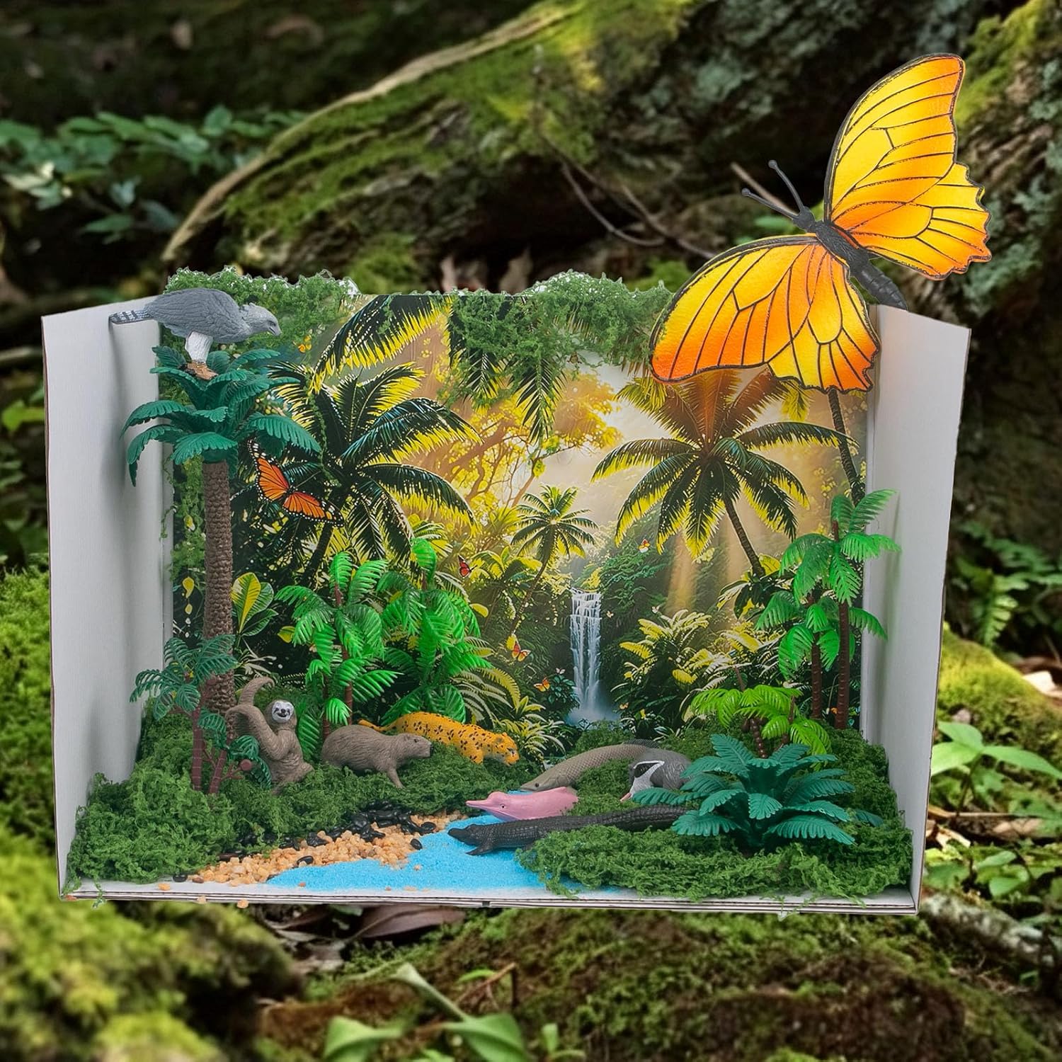Rainforest Animals Figures Set Diorama Kit Habitat Project Box Set
