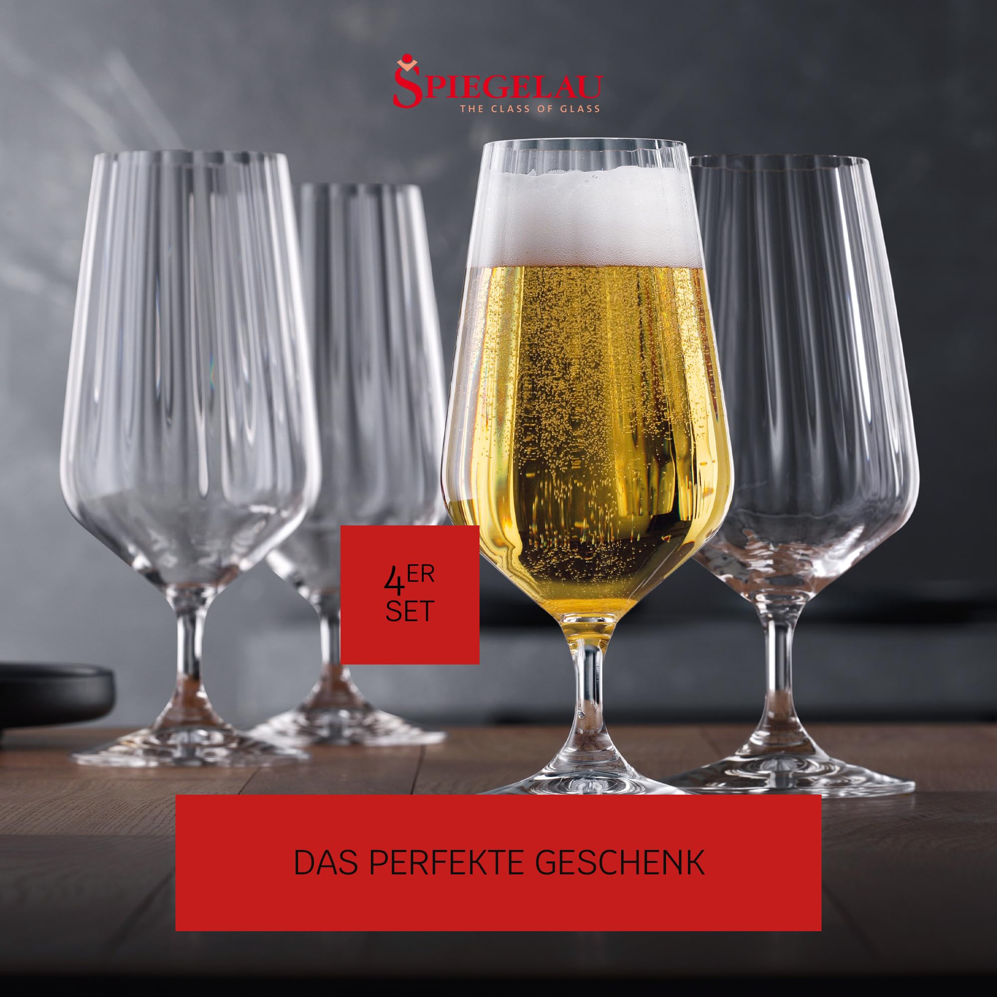 Spiegelau 4-częściowy zestaw szklanek do piwa, tulipany do piwa, szkło kryształowe, 440 ml, Lifestyle, 4450174 | Tulipany piwa, szkło kryształowe