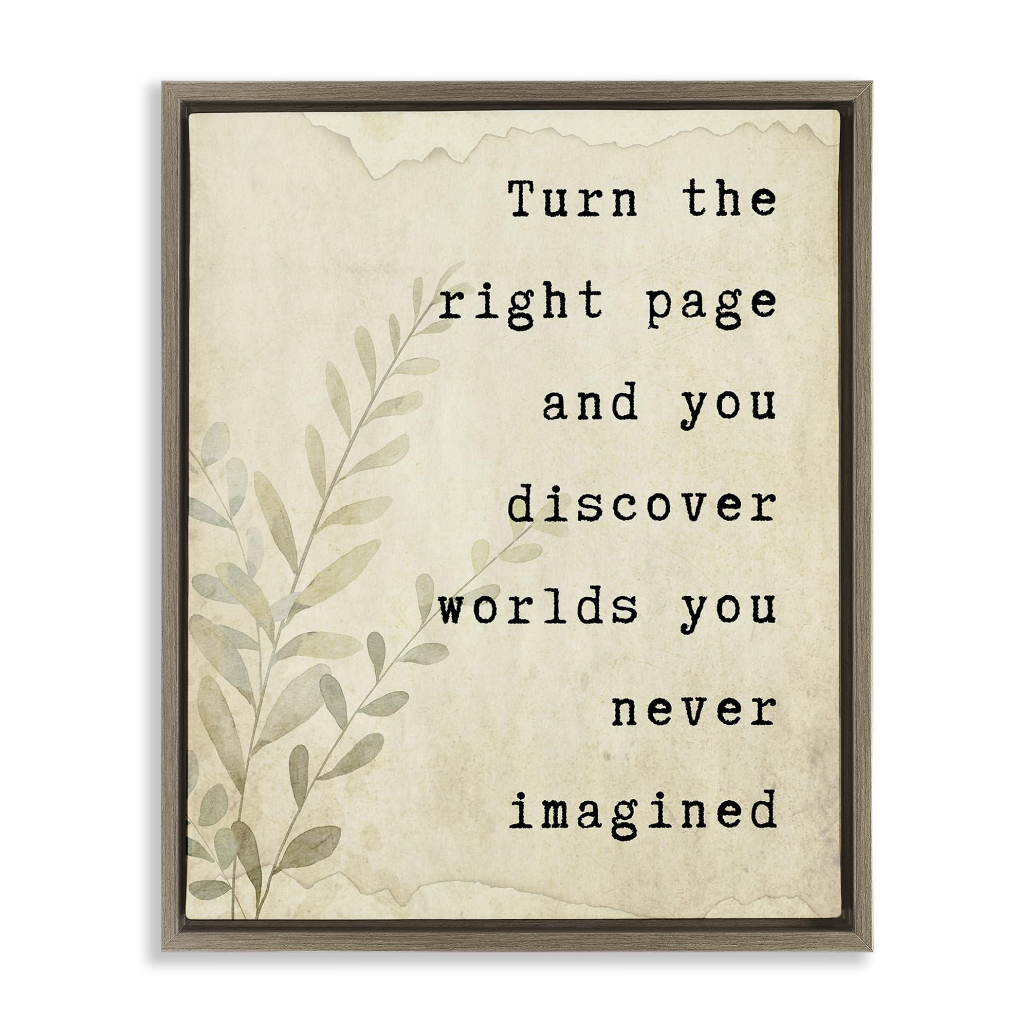 Stupell Industries 'Literary Wonders Quote', Floating Frame Canvas Art, Brown, 17 x 21 Inches, Easy to Hang and Sturdy, Made in USA, by Julia Frost