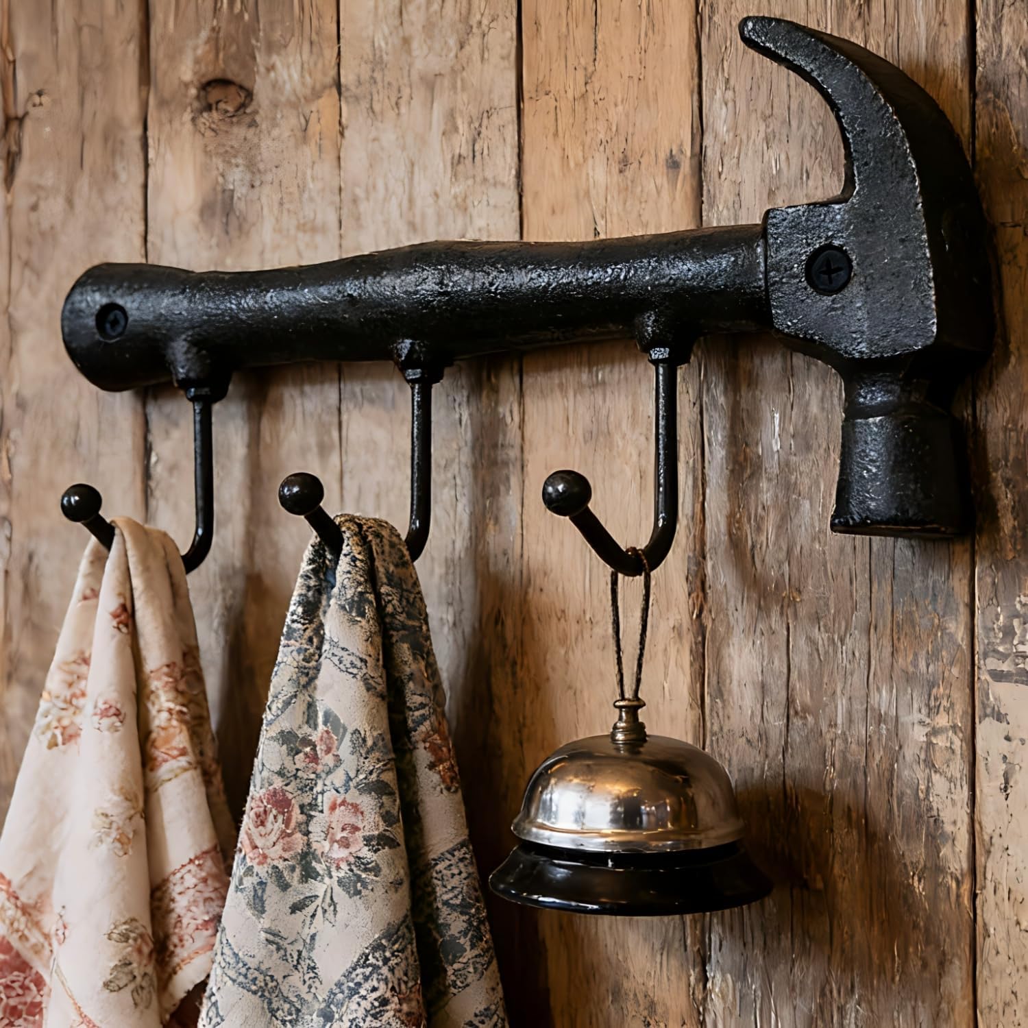 Vintage Cast Iron Industrial Wall Hooks, Car Garage Key Holder