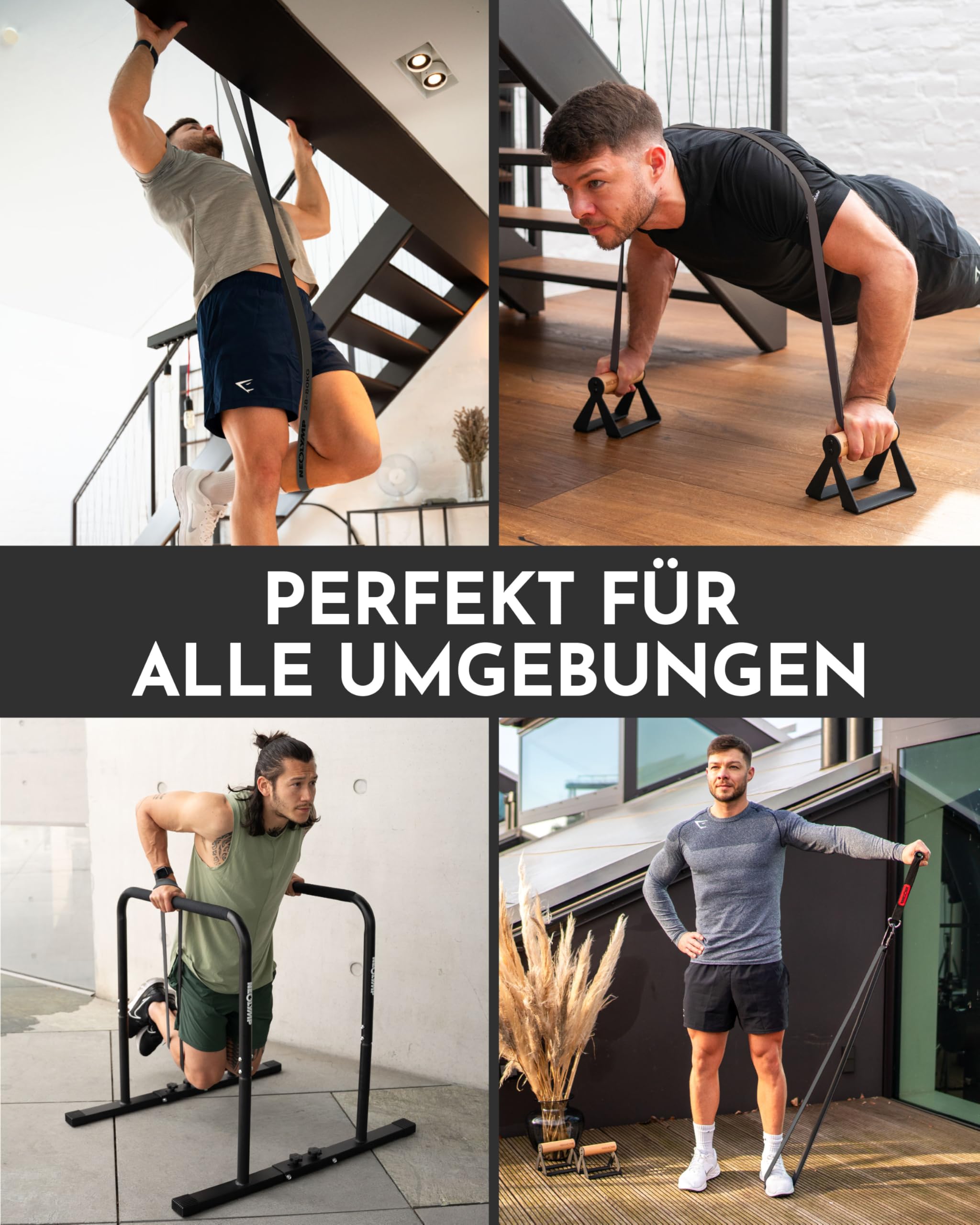 NEOLYMP Resistance Bands aus doppelbeschichtetem Naturlatex mit Fitness E-Book - Lange Fitnessbänder für Krafttraining, Widerstandsbänder, Klimmzugbänder