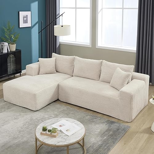 Vista 11 de Sofá modular de 108.3 pulgadas para sala de estar, moderno sofá tapizado de espuma de nube con diván, sofá en forma de L para dormitorio, diván Beige