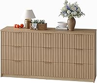 IDEALHOUSE 9-Drawer Fluted Wood Dresser for Bedroom - Large Modern Chest of Drawers, Storage Organizer for Living Room & Home Office