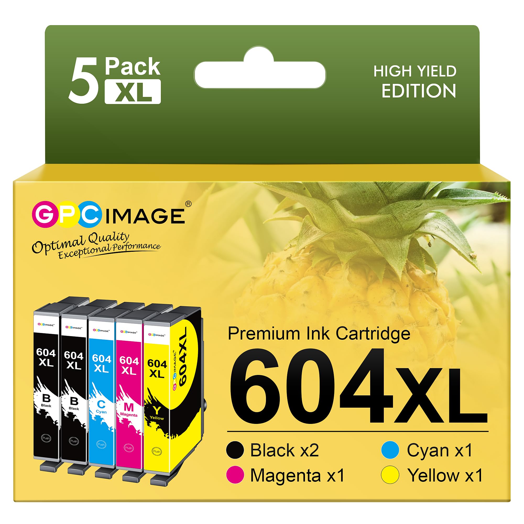GPC Image 604XL Cartucce Compatibili per Epson 604 XL Multipack per Expression Home XP-2200 XP-2205 XP-3200 XP-3205 XP-4200 XP-4205 WorkForce WF-2910 WF-2930 WF-2935 WF-2950 (5-Pack)