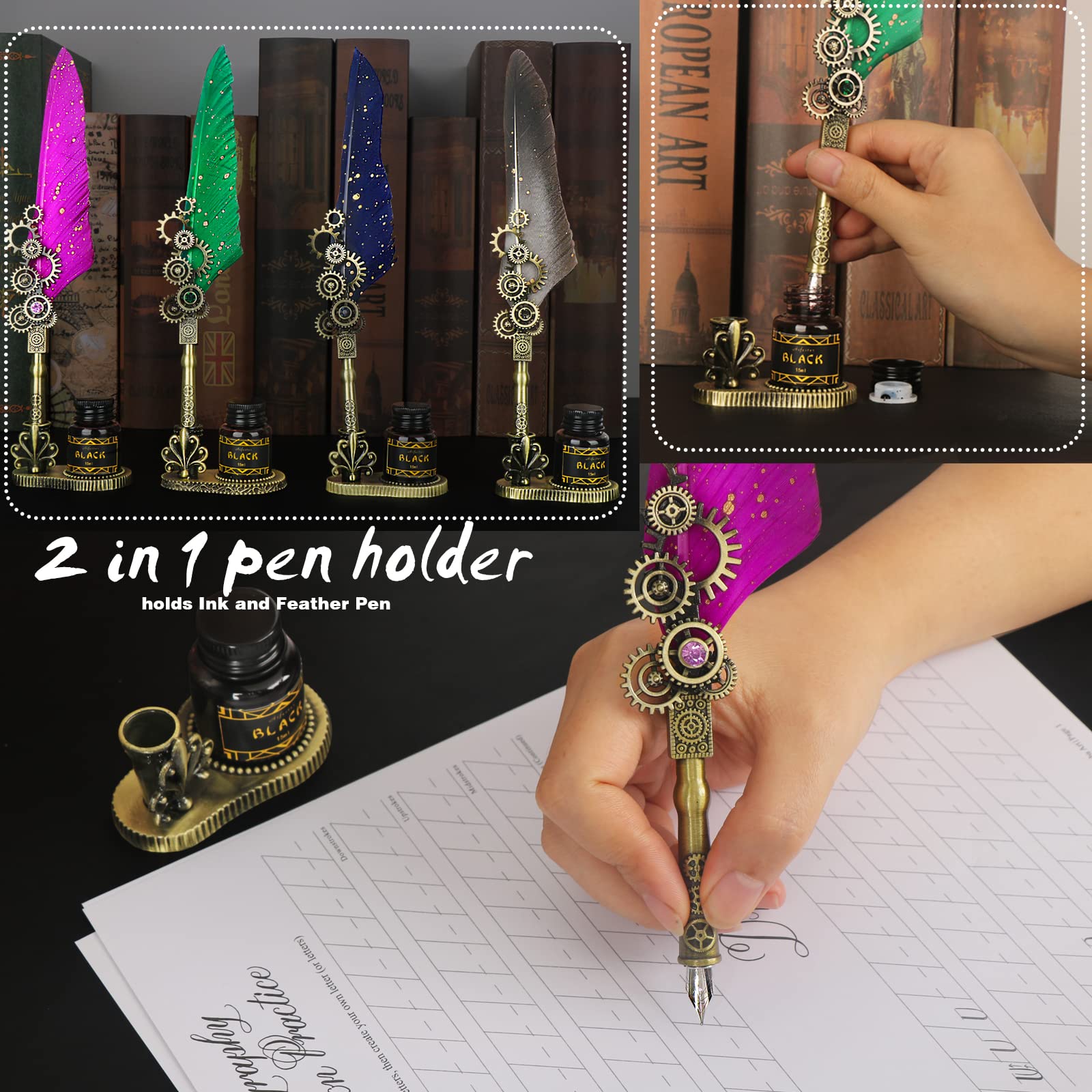 AOMAYLL Set di penne per calligrafia vintage con 5 penne e