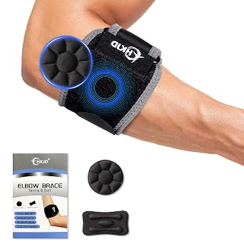 Tennis Elbow Brace for Men & Women, Elbow Brace for Tendonitis & Golfers Elbow, Adjustable Elbow Brace for Men with 2 Compression Pads for Pain Relief & Support, Beathable Tennis Elbow Strap for Women & Men, Forearm 8.5-12 1 Pack