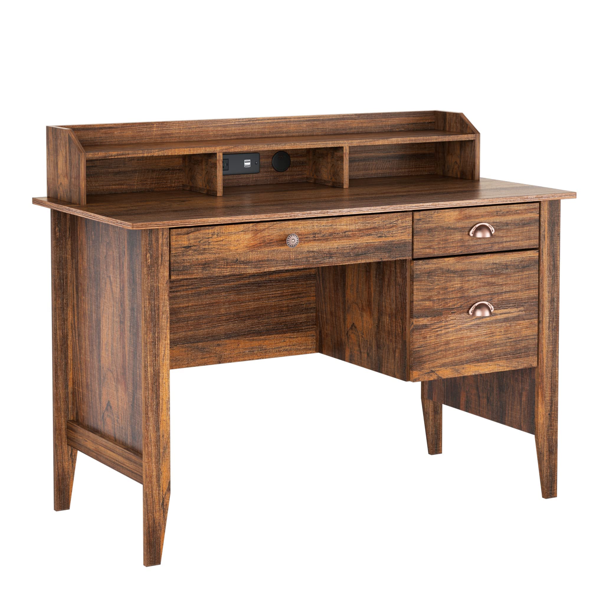 Computer Desk with 3 Drawers and USB Port, Wood Frame Home Office Desk