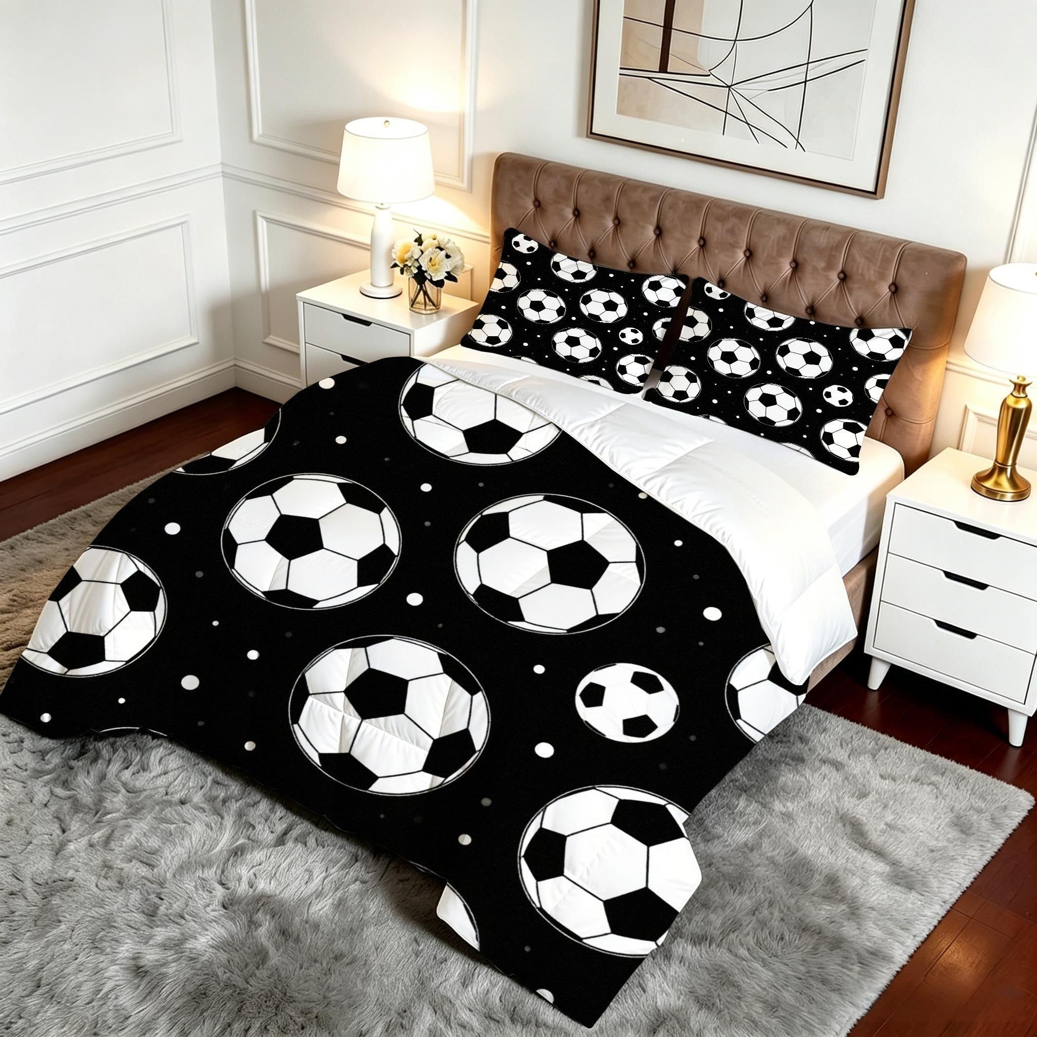 Edredón King Size Estampado 3D | FúTbol Estampados NiñOs, Nórdico Máximo Confort para Camas Grandes, Lavable, Reversible, Incluye 2 Fundas de Almohada 50x75 cm_A19710