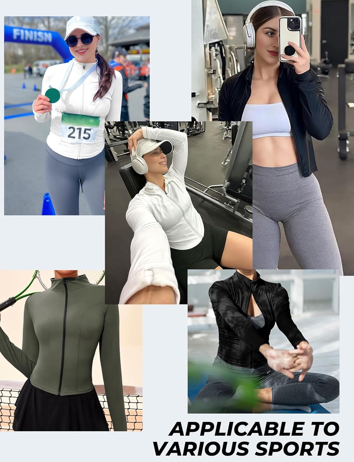 AURUZA Womens Workout Jackets, Lightweight Zip Up Athletic Jacket for Women Cropped Workout Gym Running Tops With Thumb Holes - Image 5