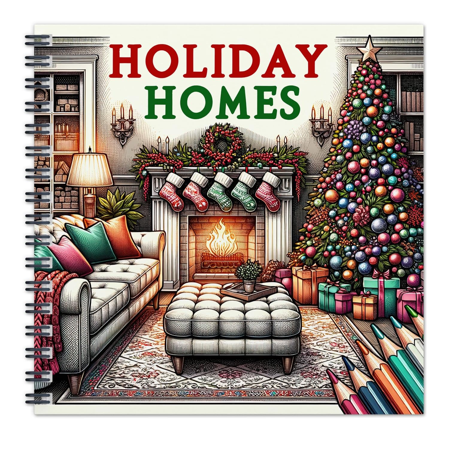 Holiday Homes Adult Coloring Book