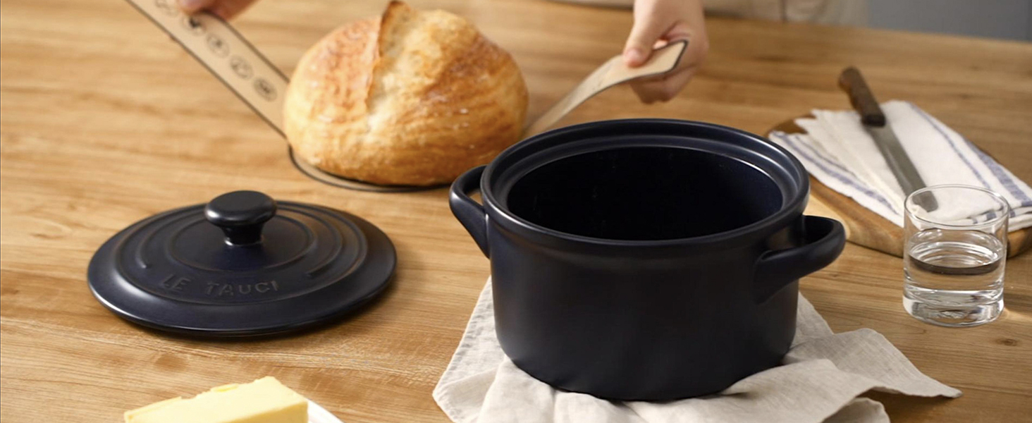 Amazon.com: LE TAUCI 3 QT Ceramic Bread Baker with Lid for