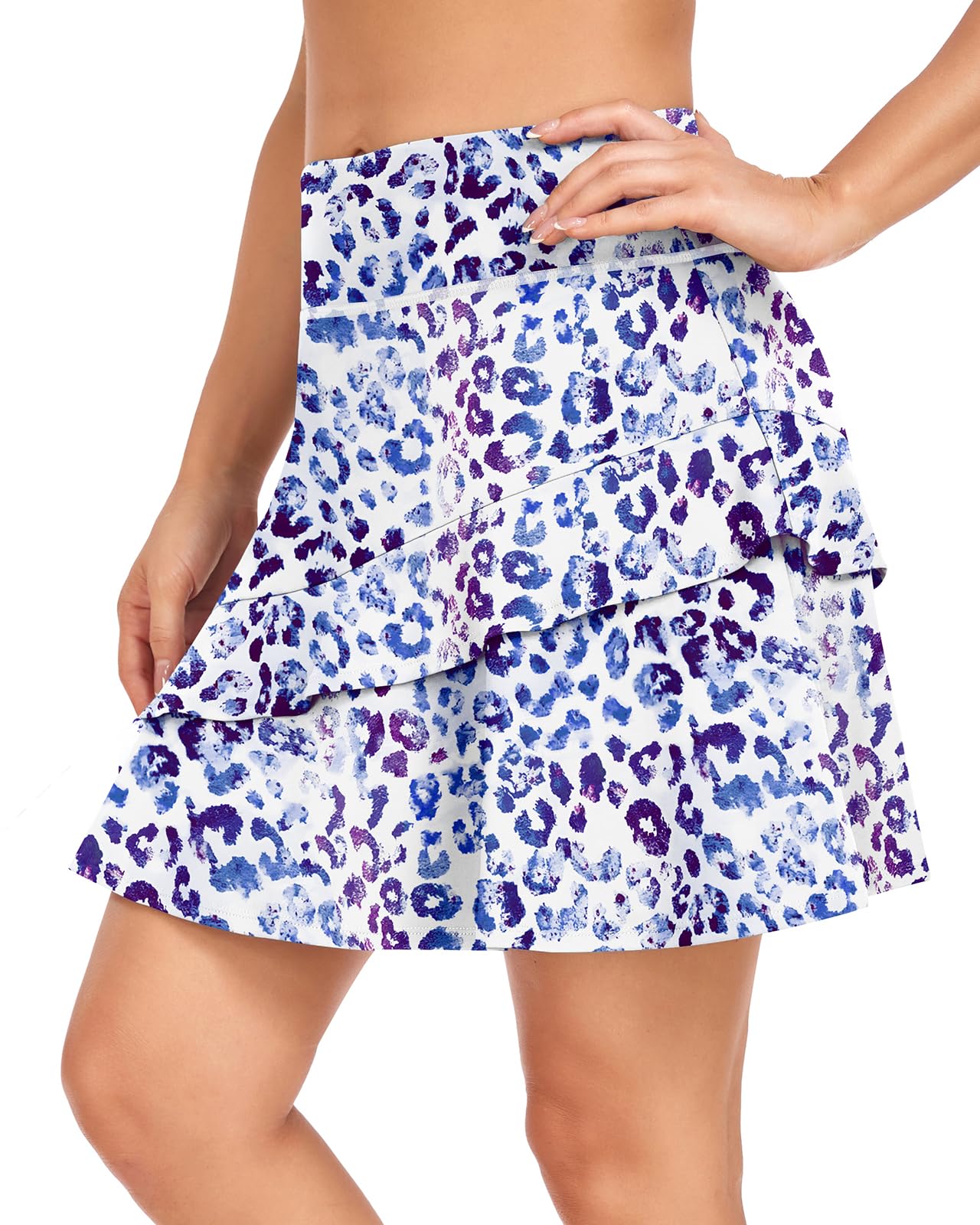 WOWENY Women's Active Skort Athletic Ruffle 17" Pleated Tennis Skirt with Pocket for Ladies Running Golf Workout