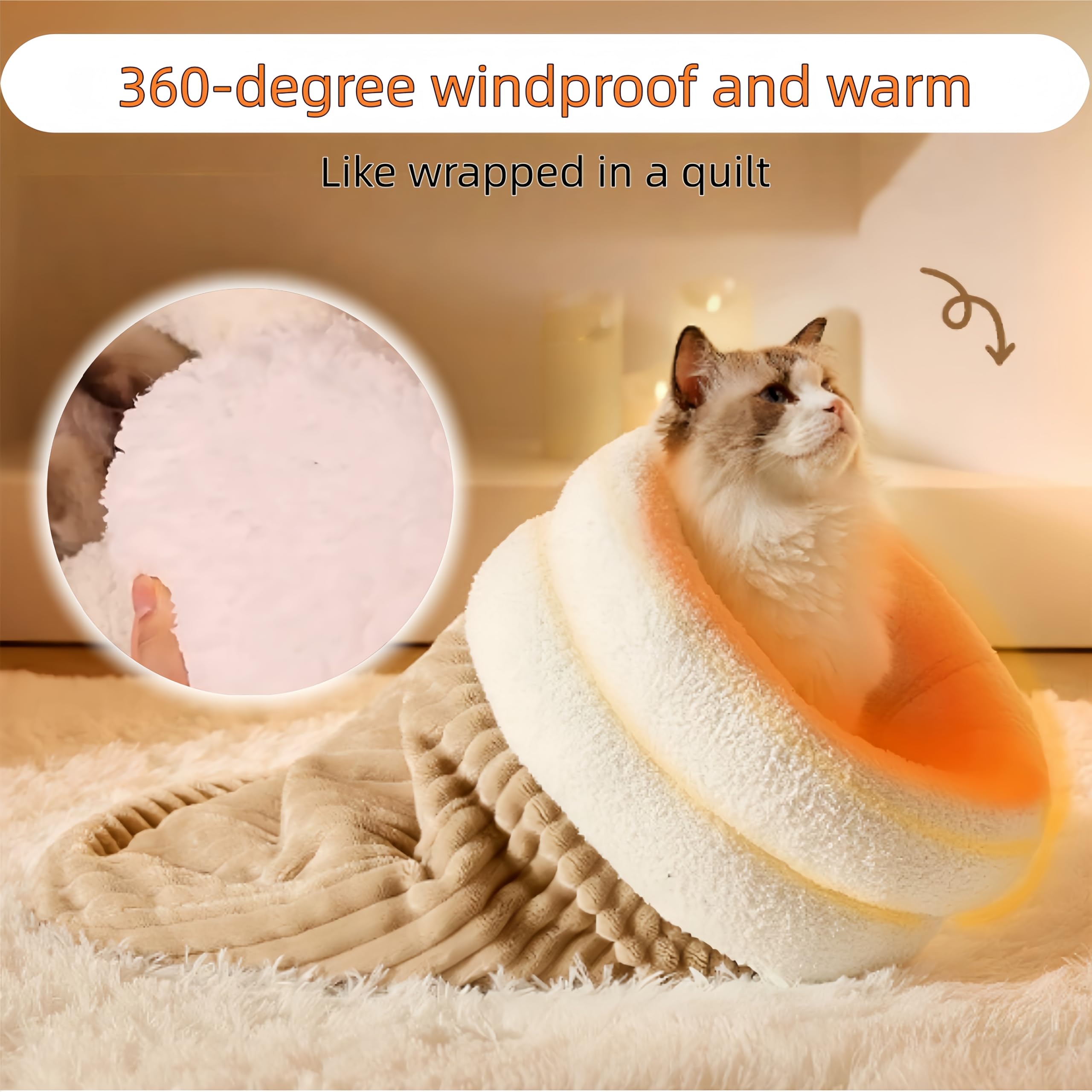 Pet Bed for Winter Pet Bed for Hauskatzen Genisch Cat Bed Cave Cat Sleeping Bag Warm Pet Bed Dog Bed Sleeping Bag Waschbarer Warmer Katzenschlafsack - Braun