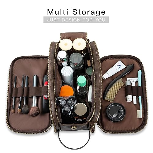 Miniatura 2 de Elviros - Bolsa para artículos de aseo personal para hombre, resistente al agua, organizador de artículos de aseo personal para viajes largos, de