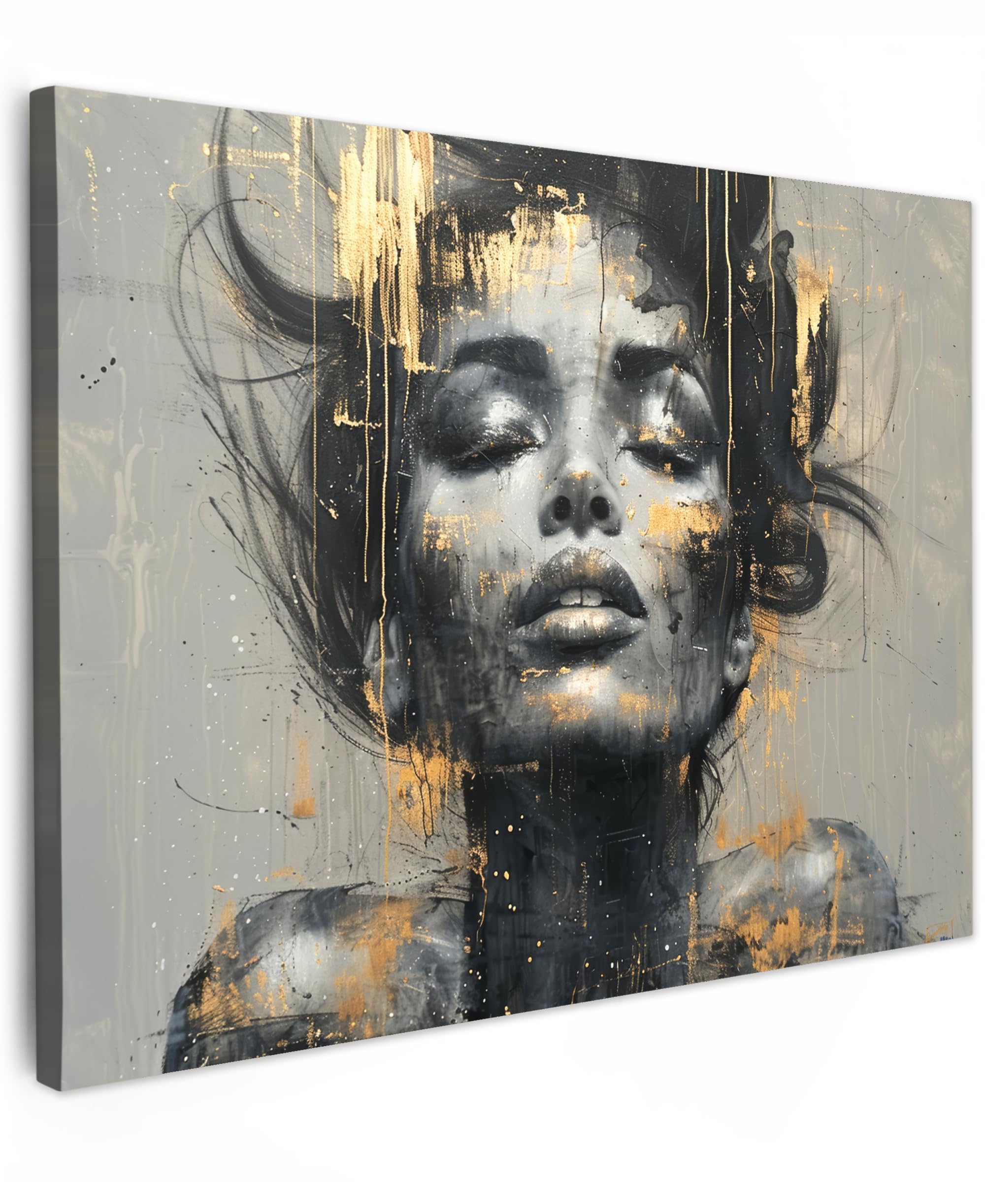 Muchowow Woman - Abstract Muchowow© Canvas Wall Art 31"X24" / 80X60 Cm Decor Prints For Living Room Decorative Canvases Hall Artwork Woman - Art - Gold - Abstract - Glamour