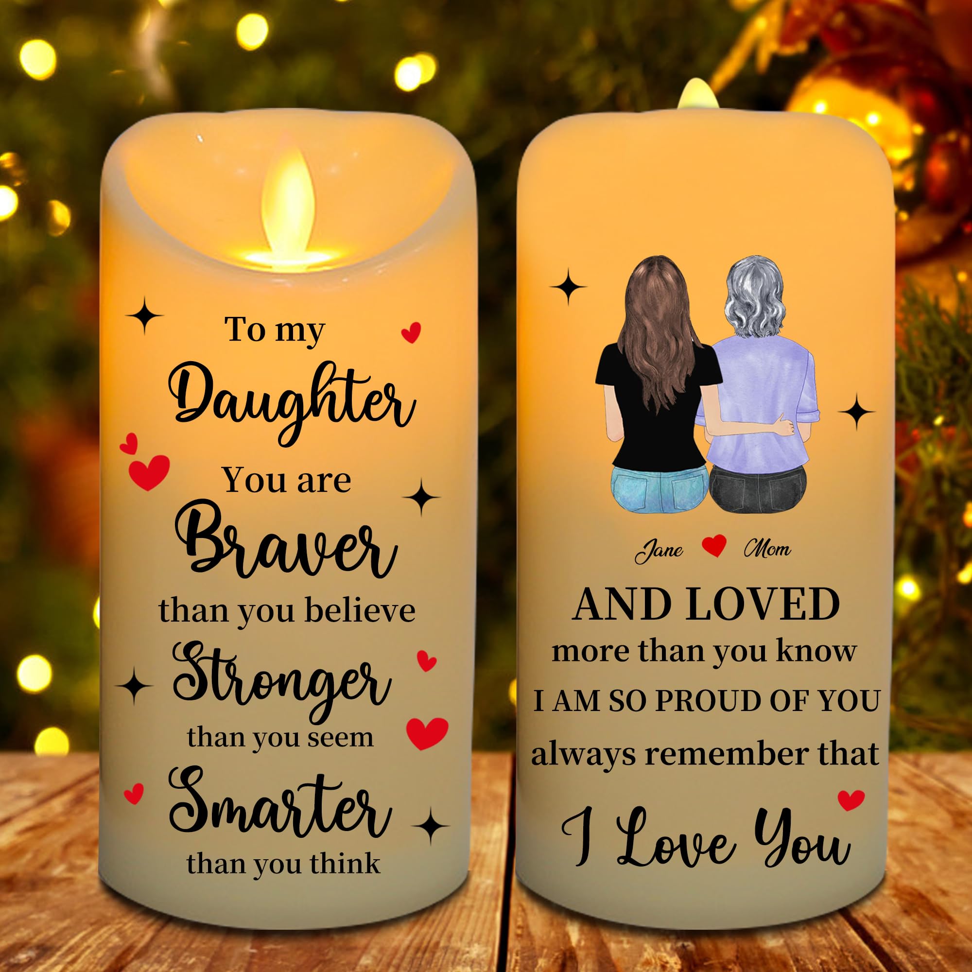 NOONATIVE to My Daughter Candle,Personalized Custom LED Flameless Candle with Name Portrait,Gift for Daughter