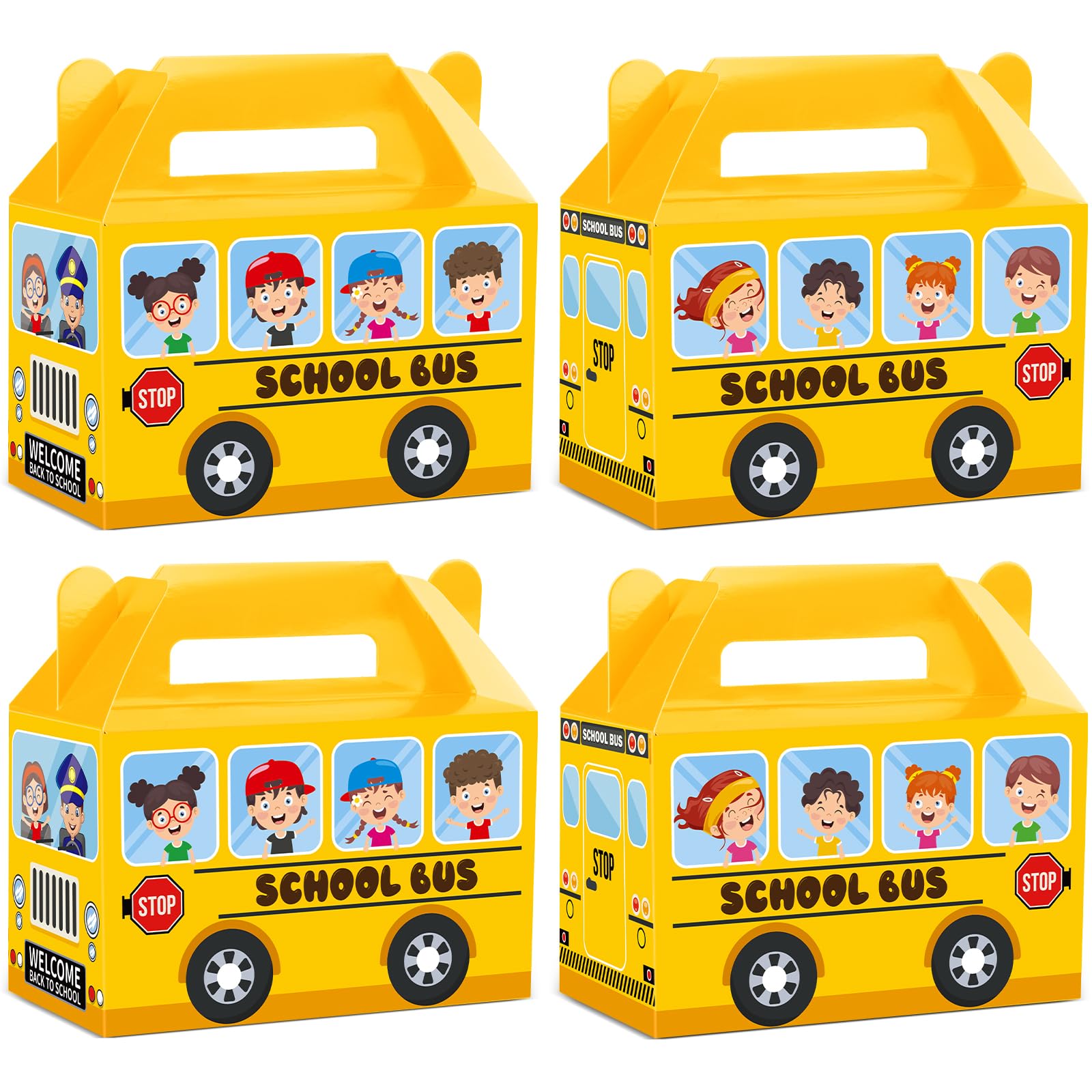 ojustbeok 24Pcs School Bus Party Treat Boxes School Bus Gift Box Party favor Yellow School Bus Goodie Gift Boxes for Kids Classroom Decorations